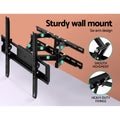 Full-motion TV bracket six-arm design on orange wall numbered joints 1-6 smooth movement and heavy-duty fixings close-ups