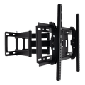 Black large full-motion TV wall bracket angle on dark background arms extended rectangular wall plate cutouts