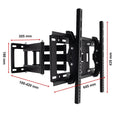 Full-motion TV wall bracket dimension diagram 305mm height 100-420mm extension 435mm wall plate height 645mm total width