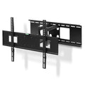 Full-motion TV wall bracket angle view on white background arms extended and spirit level on wide TV plate