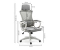 Gray mesh office chair dimensions diagram showing 64cm width, 115-122cm total height and 42-49cm seat height