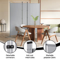 Grey 3-panel room divider dining room with detachable connectors anti-rust tubes and washable fabric callouts