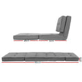 Grey linen floor lounger dimensions: seated 48cm plus 51cm sections, flat bed 180cm long and 12cm height