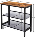 Dimensions diagram: industrial side table 59.9cm wide, 30cm deep, 59.9cm tall, 20cm between shelves