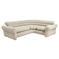 Intex inflatable corner sectional sofa in beige PVC with scrolled arms, angle view on white background