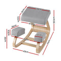Grey fabric kneeling rocker chair dimensions 39cm seat 41.5cm depth 56.5cm height knee pad 26x12cm measurements