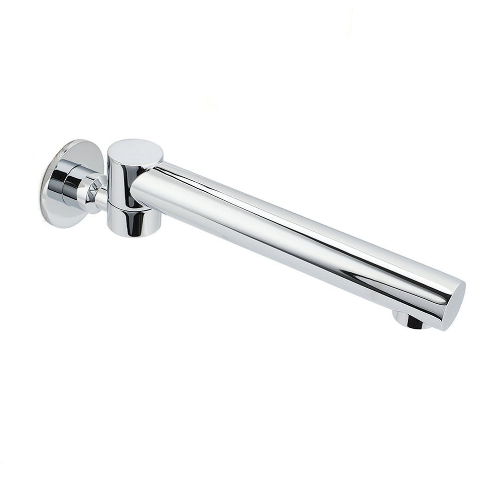 Angled view of chrome basin faucet with lever handle on white background