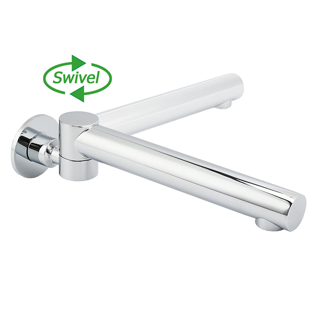 Chrome basin faucet with swivel joint allowing rotating movement for control