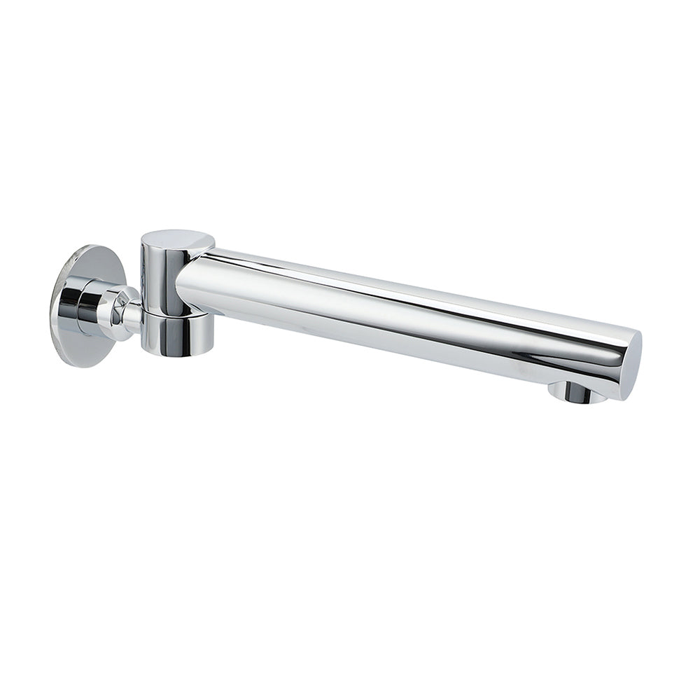 Chrome wall-mounted basin faucet with single lever control valve on white