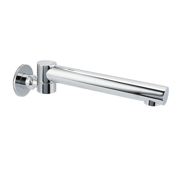 Chrome wall-mounted basin faucet with single lever control valve on white