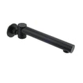 Angled view of matte black basin faucet with lever handle on white background