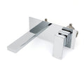 Wall-mounted polished chrome basin mixer faucet rectangular spout dual controls