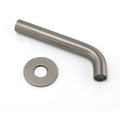 Gun metal spout and circular wall-mount rosette flange shown together in assembled position