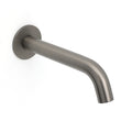 Gun metal spout extended horizontally with curved bubble outlet on white background