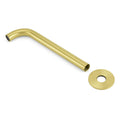 Brushed gold spout components separated showing outlet tube and flanged base