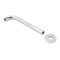 Chrome spout barrel separated from circular wall-mount rosette flange on white