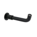 Matt black spout with visible swivel joint and perforated aerator screen in close detail