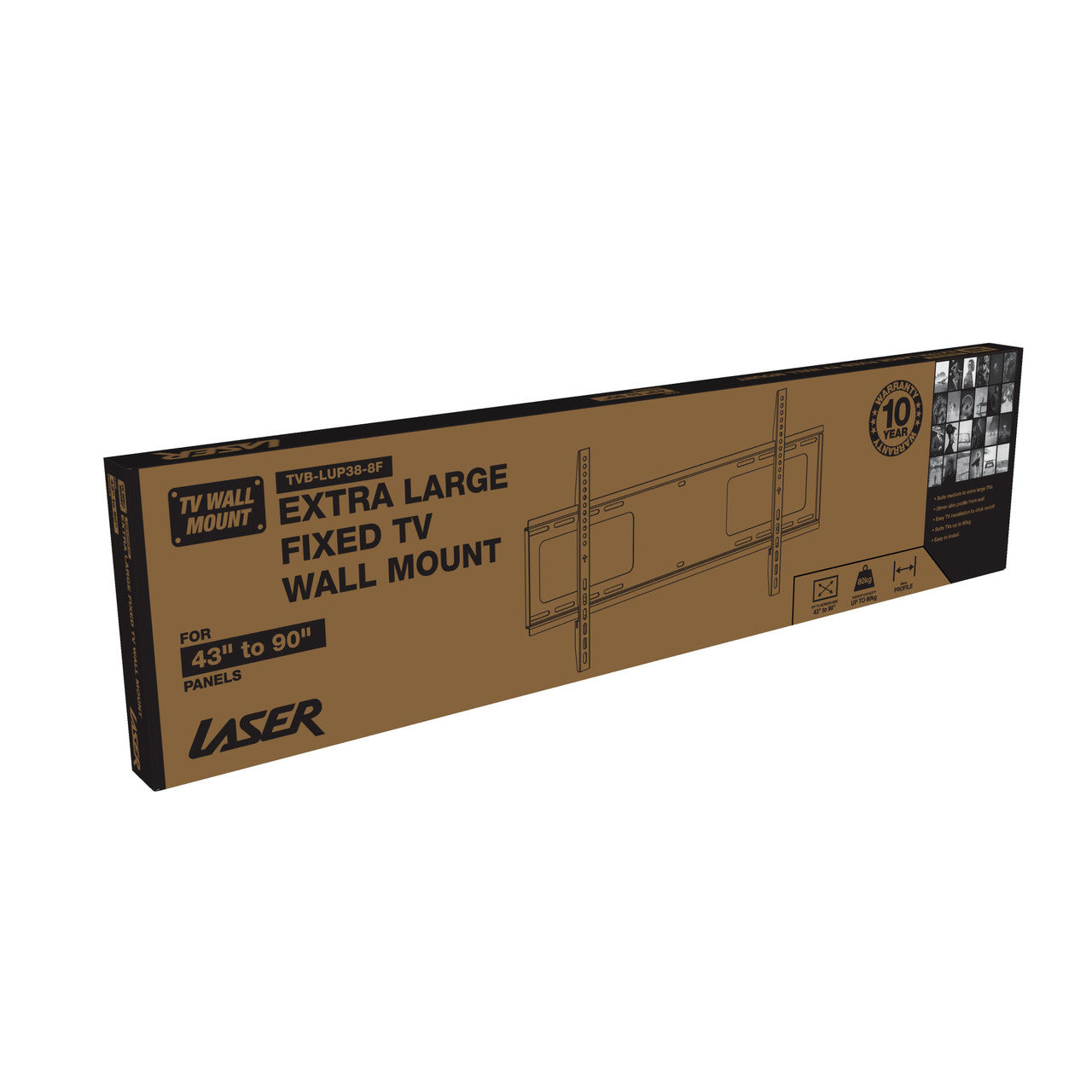 Laser brand extra large fixed TV wall mount box for 43-90 inch panels TVB-LUP38-8F 10-year warranty