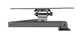 Black projector ceiling mount side view on white showing base plate tilt mechanism and ceiling attachment plate