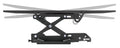 Tilting TV wall bracket top-down close-up showing swivel pivot point and ghosted arm position on white background