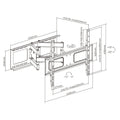 Large full-motion TV wall bracket dimension diagram 650mm wall plate extension 78-524mm tilt 10 degrees swivel 60 degrees
