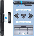 Black LED bar light features: adjustable angle 45 90 135 degrees on magnetic mount holding 2.2lb shown with side view