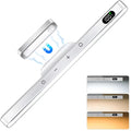 White LED bar light with 100% display shown detaching from magnetic wall mount, three colour temperature swatches on right