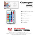 LED TV unit remote control colour selector infographic with SAA Approvals quality tested certification badge
