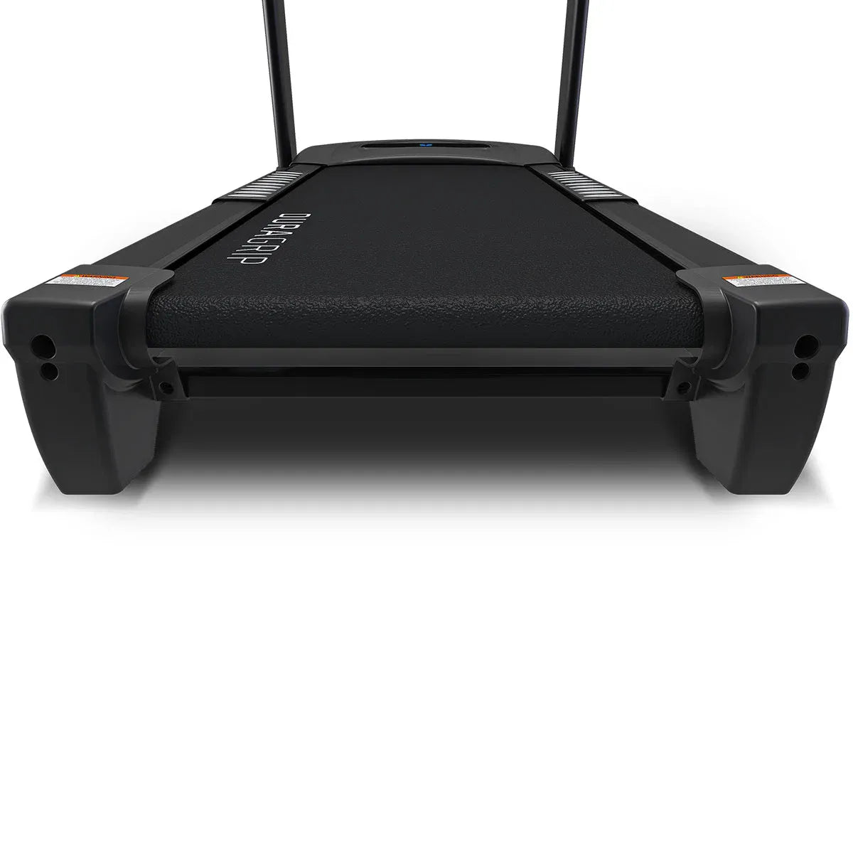 Apex 2 treadmill rear view displaying black running belt underside and metal support frame on white background