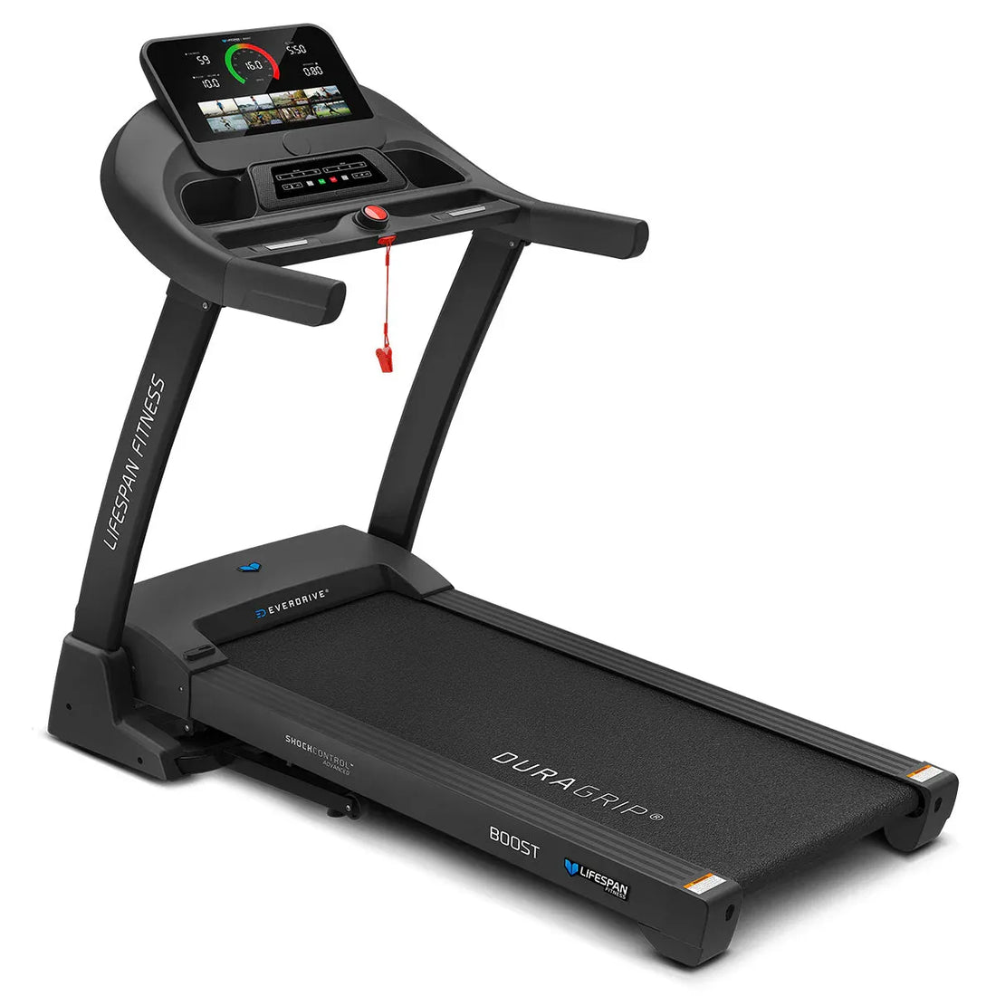 Lifespan Boost 2 treadmill with tablet console and virtual running content display