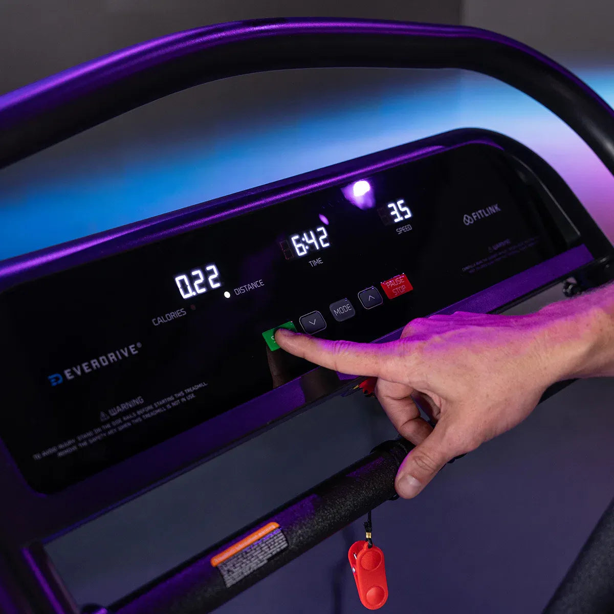 Console control detail showing digital metrics display, buttons and Everydrive branding