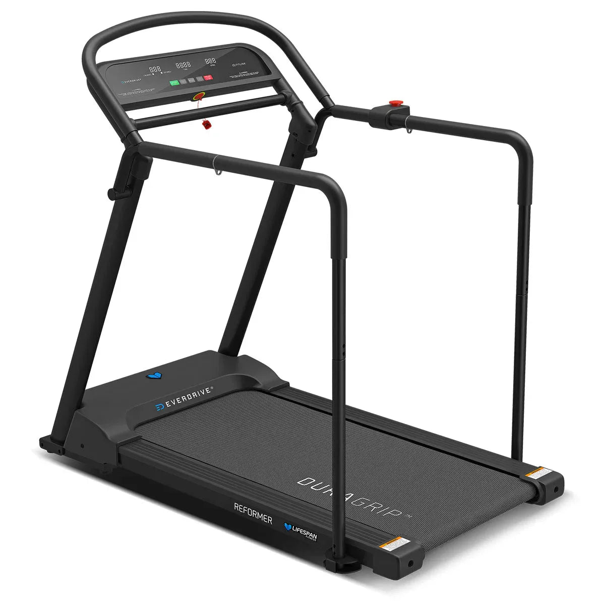 Athlete running on Reformer 2 wearing smartwatch and heart rate monitor during workout