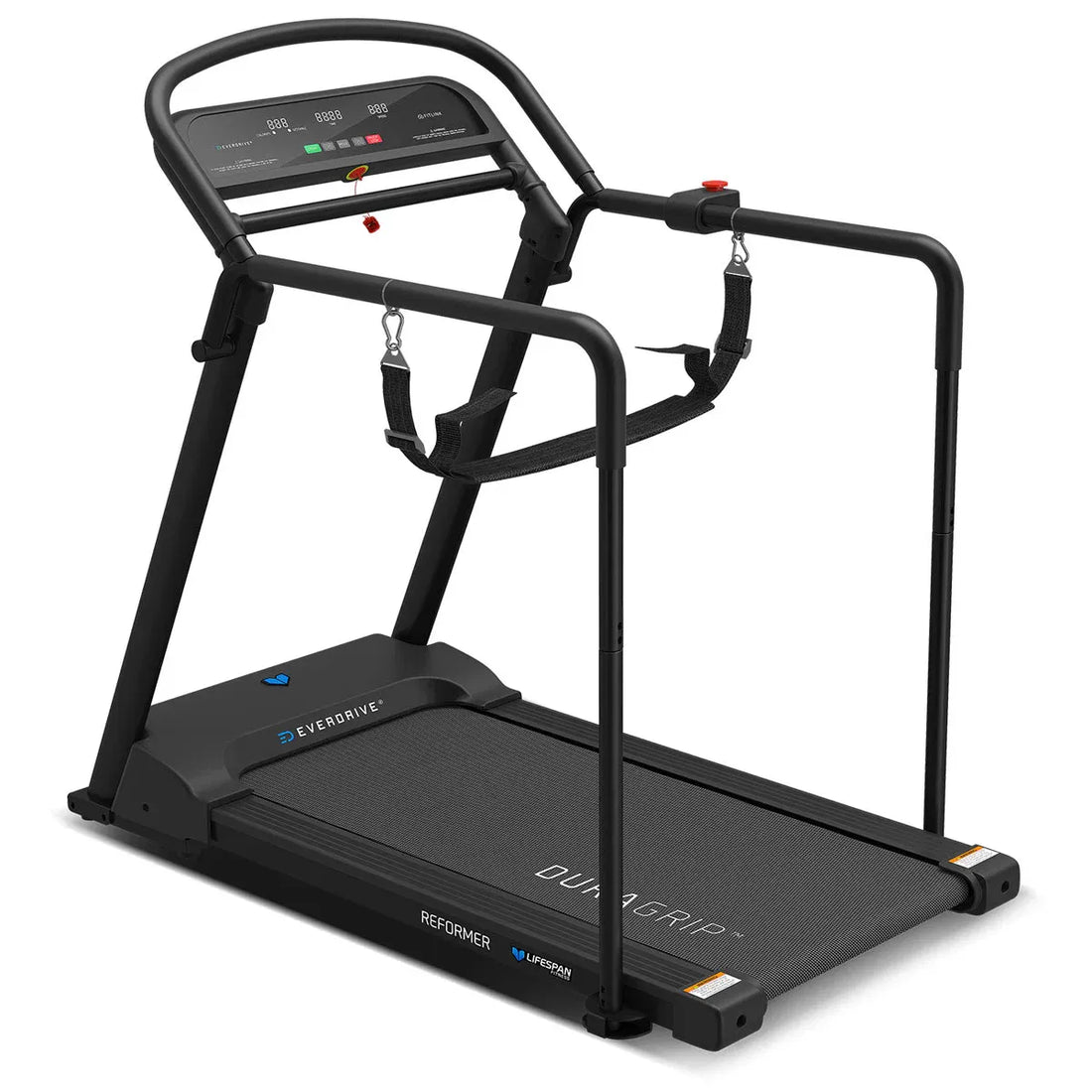 Lifespan Reformer 2 rehabilitation treadmill with black frame, extended handles and LED console