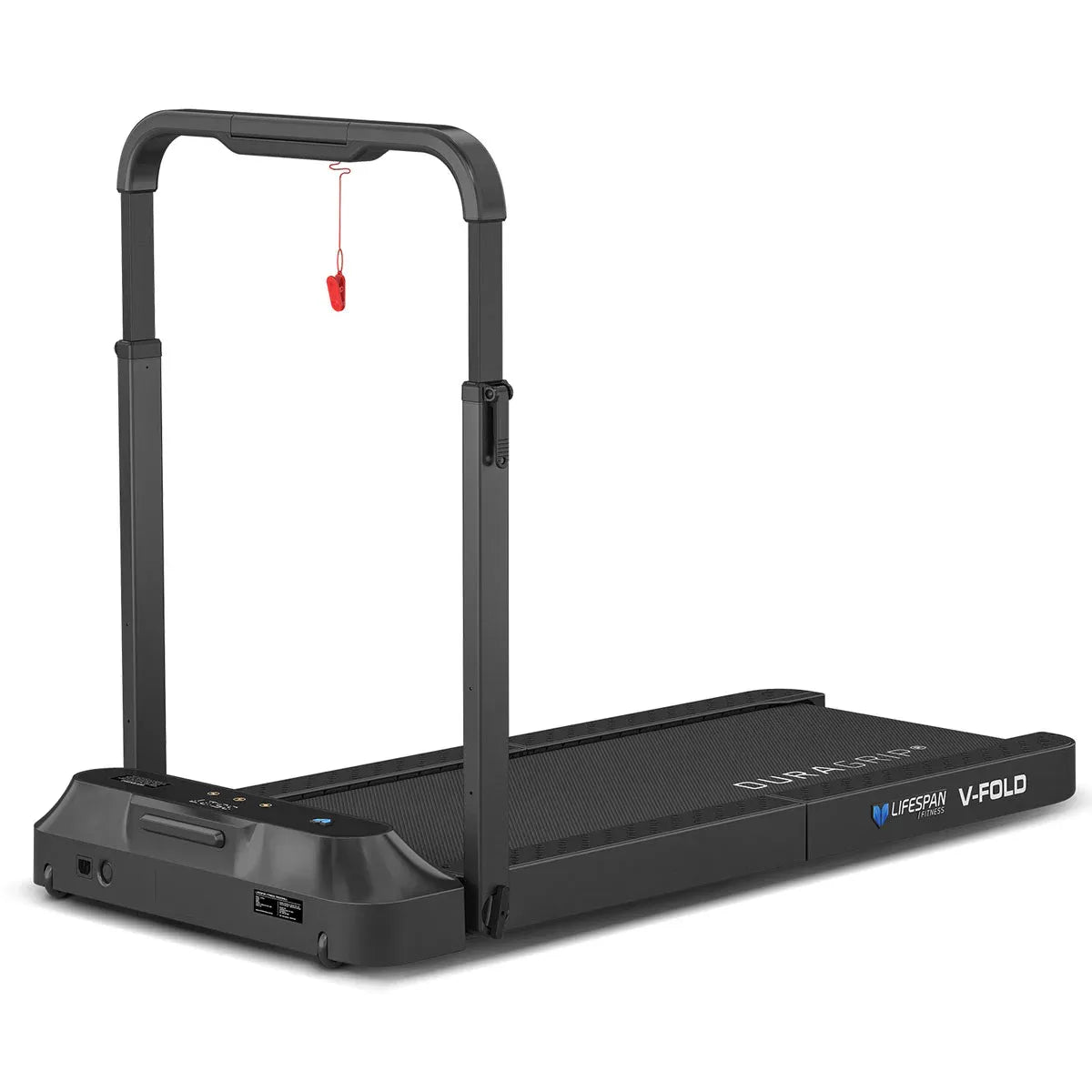 V-FOLD with ErgoDesk frame angle view showing treadmill and desk structure