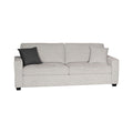 Light grey 3-seater sofa with one dark charcoal scatter cushion on white background front view