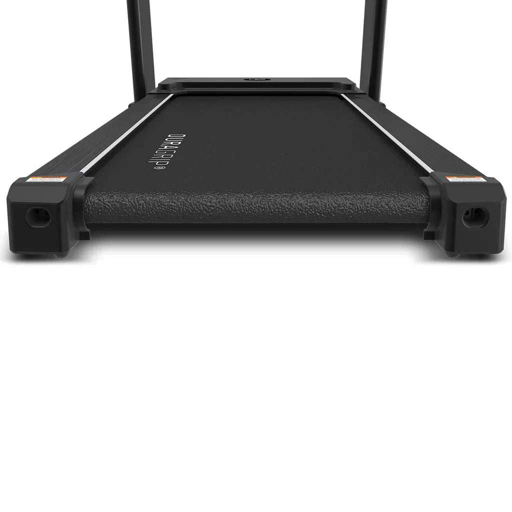 LSG Stride M3 running belt surface top-down view showing DuraGrip texture, frame edges, and running area