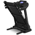 LSG Stride M3 treadmill side-angle view showing console, handrails, frame structure, and incline control buttons