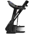 LSG Stride M3 treadmill side-profile showing running belt surface, frame structure, and red emergency key