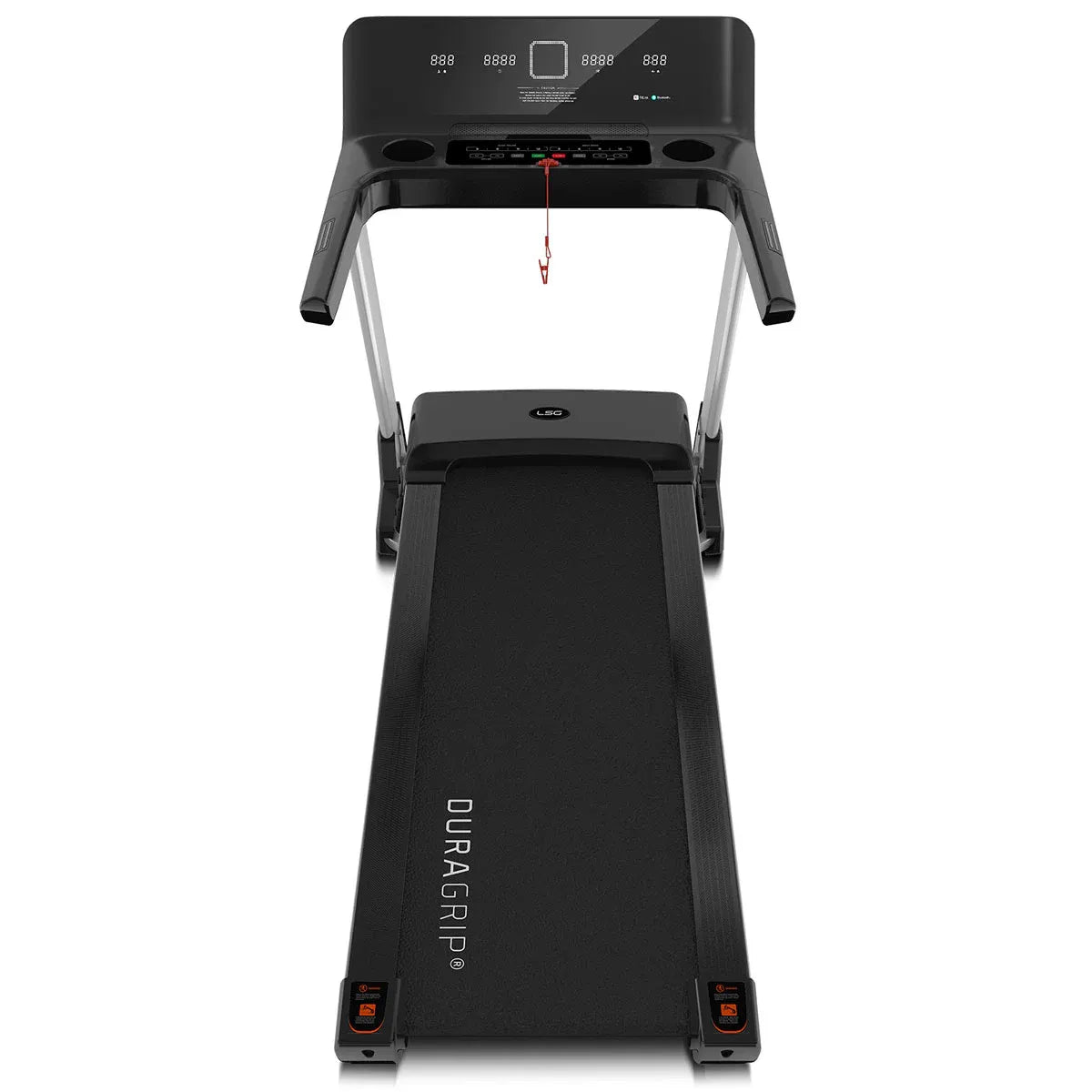 LSG Fitness Vulcan M2 running deck top view showing DuraGrip belt 1300mm x 500mm
