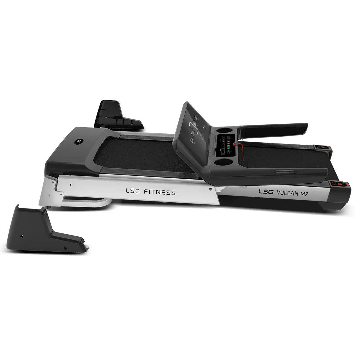 LSG Fitness Vulcan M2 side profile showing console detail, frame and 20-level incline