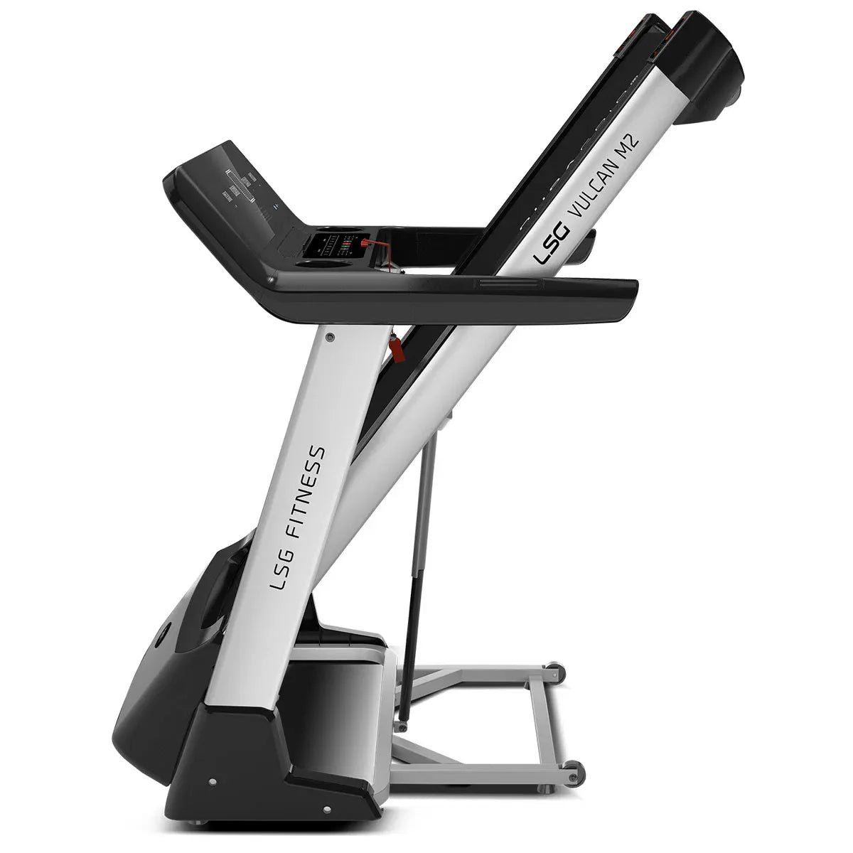 LSG Fitness Vulcan M2 rear view showing motor housing and HydraAssist folding system