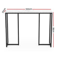Console desk with marble-effect top and black metal frame, dimensions diagram: 100x30x78cm