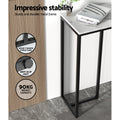 Marble-top console desk in room; callouts: solid T-shape structure, anti-slip feet, 90 kg weight capacity