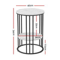 Round two-tier side table dimensions diagram: 40cm top diameter, 54cm height, 36cm lower shelf, 17.5cm base height