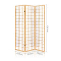 Natural pine 3-panel simple grid shoji room divider dimension diagram 43.5cm panel width and 178.5cm height