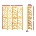 Natural pine 4-panel criss-cross geometric room divider dimension diagram 162cm wide 170cm tall 40cm panel and 8cm depth