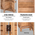 Natural 8-panel louvered room divider 3-tier shelves and paulownia wood close-ups with copper hinge fittings and steady legs