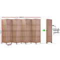 Natural 8-panel woven paper rope room divider dimension diagram 326cm wide 170cm tall 40cm depth and foldable panels