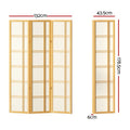 Natural 3-panel shoji screen dimension diagram 132cm wide 178.5cm tall 43.5cm panel and 6cm depth