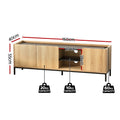 Oak and black TV unit 160cm dimension diagram 160x40x55cm 20kg cabinet 10kg shelf and 60kg top capacity